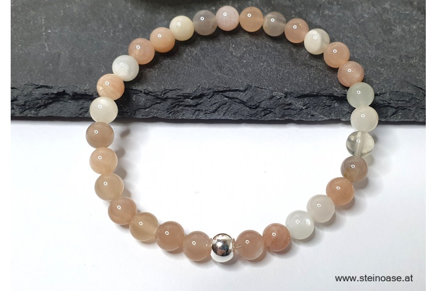 Armband Mondstein bunt  6mm 